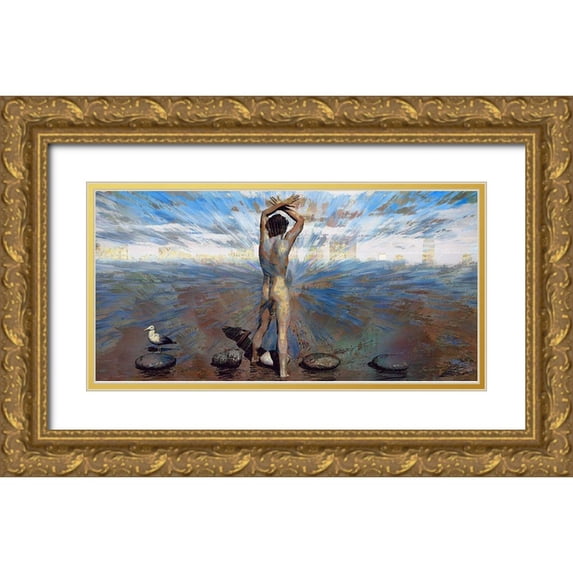 Bolokofsky, Ronald 32x18 Gold Ornate Wood Framed with Double Matting Museum Art Print Titled - Stepping Stones