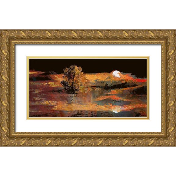 Bolokofsky, Ronald 32x18 Gold Ornate Wood Framed with Double Matting Museum Art Print Titled - Sunset Reflections
