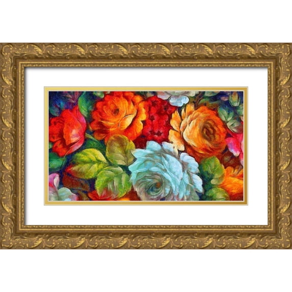 Bolokofsky, Ronald 32x20 Gold Ornate Wood Framed with Double Matting Museum Art Print Titled - Garden Bunch