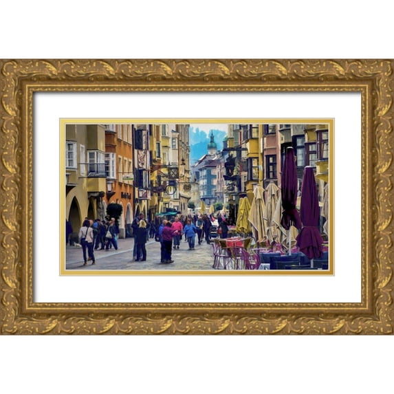 Bolokofsky, Ronald 32x20 Gold Ornate Wood Framed with Double Matting Museum Art Print Titled - Innsbruck street