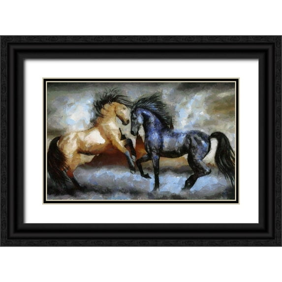 Bolokofsky, Ronald 32x22 Black Ornate Wood Framed with Double Matting Museum Art Print Titled - Horse Play I