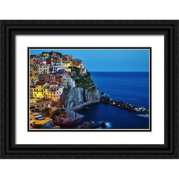Bolokofsky, Ronald 32x23 Black Ornate Wood Framed with Double Matting Museum Art Print Titled - Evening In Manarola