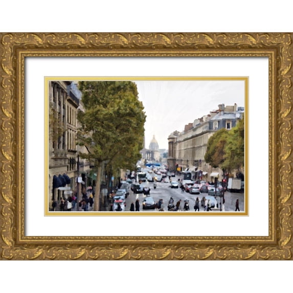 Bolokofsky, Ronald 32x23 Gold Ornate Wood Framed with Double Matting Museum Art Print Titled - Busy Streets of Paris