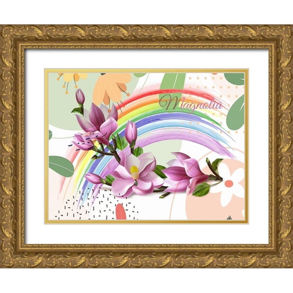 Bolokofsky, Ronald 32x25 Gold Ornate Wood Framed with Double Matting Museum Art Print Titled - Magnolia Rainbow 282