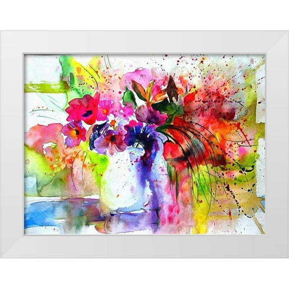 Bolokofsky, Ronald 32x25 White Modern Wood Framed Museum Art Print Titled - Watercolor Arrangement II