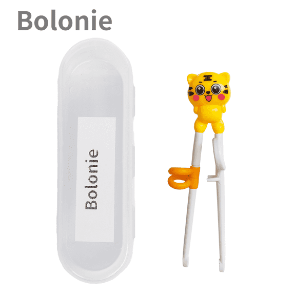 Bolonie Chopsticks for Kids -Bolonie Tiger Design Chopsticks with Training Case, Yellow Version