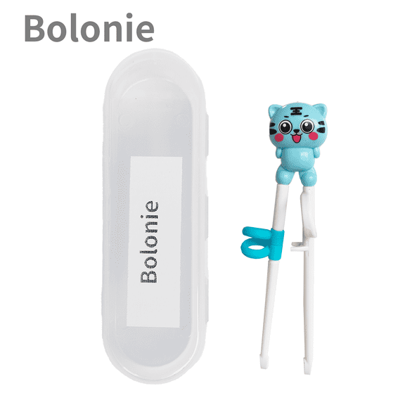 Bolonie Kids Chopsticks with Case - Bolonie Training Chopsticks for Kids - Blue Tiger Design