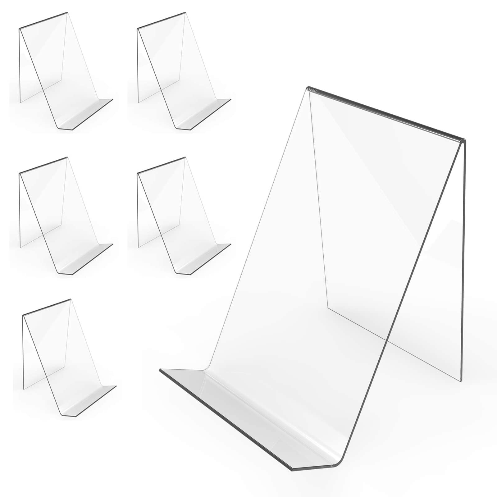 Boloyo Acrylic Book Stand without Ledge ,6PC Clear Acrylic Display
