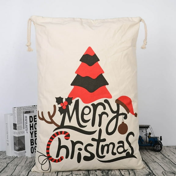 Bolsa de Navidad, saco de Papá Noel, regalo de Navidad de gran tamaño con cordón, decoración, regalo de fiesta