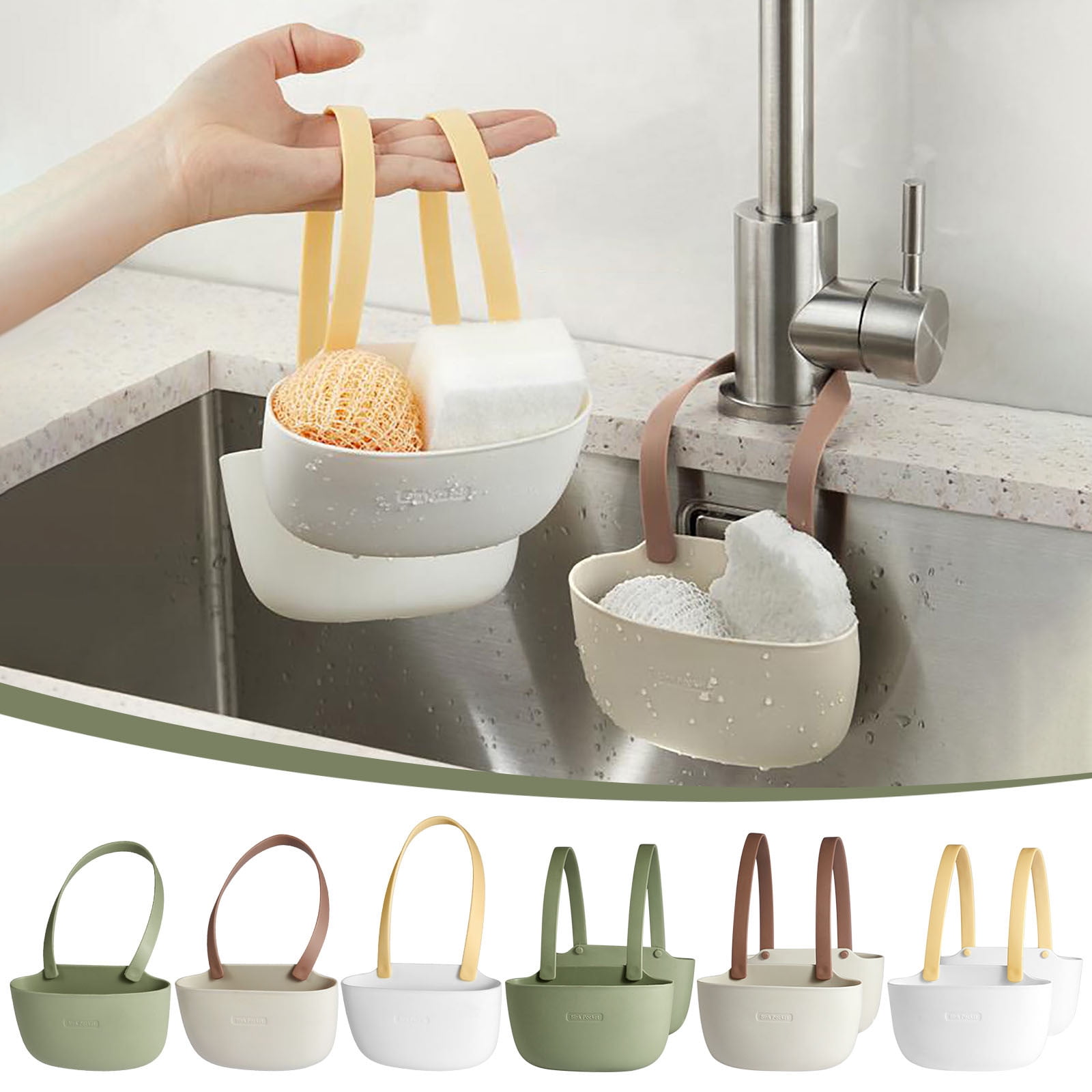 Bolsa de almacenamiento de doble capa para fregadero de cocina, multifunción, para residuos de grifo, de acero inoxidable, para uso doméstico, fácil de colgar, diseño que ahorra espacio. Akmoler