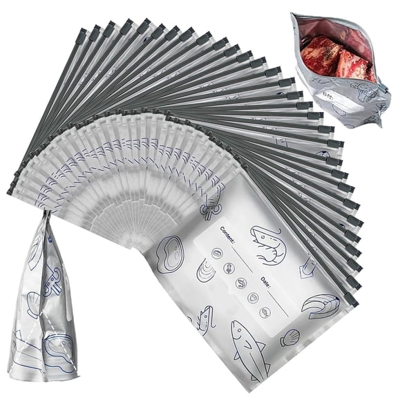 Bolsas De Conservación DeAluminio, Aluminum Foil Bags for Freezer,Reusable Aluminum Foil Storage Bags for Food Freezer Bag, Vacuum Zipper Pouches Stand-Up Bottom Design for Fruit Meat