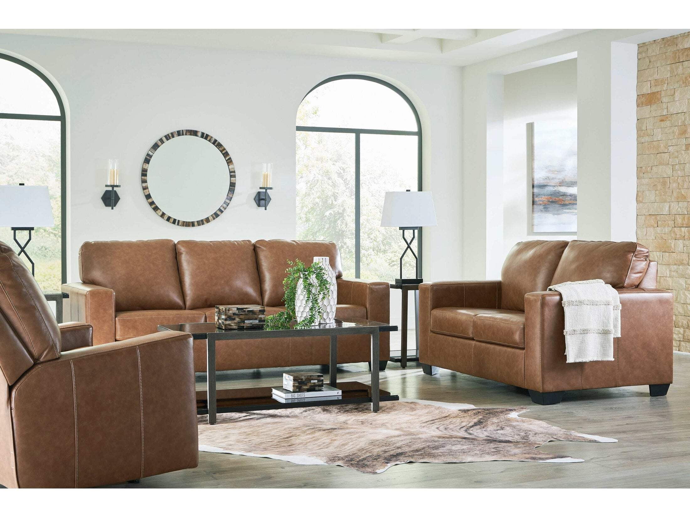 Bolsena 85'' Brown Faux Leather Sofa with Removable Cushions