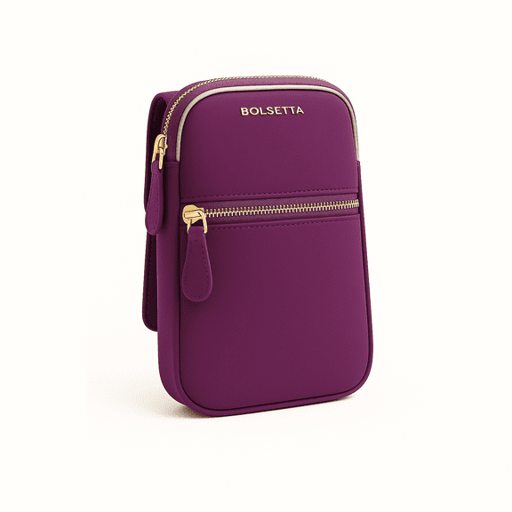 Bolsetta Magnetic Hip Pouch with Zippered Pockets & RFID Blocking - PURPLE