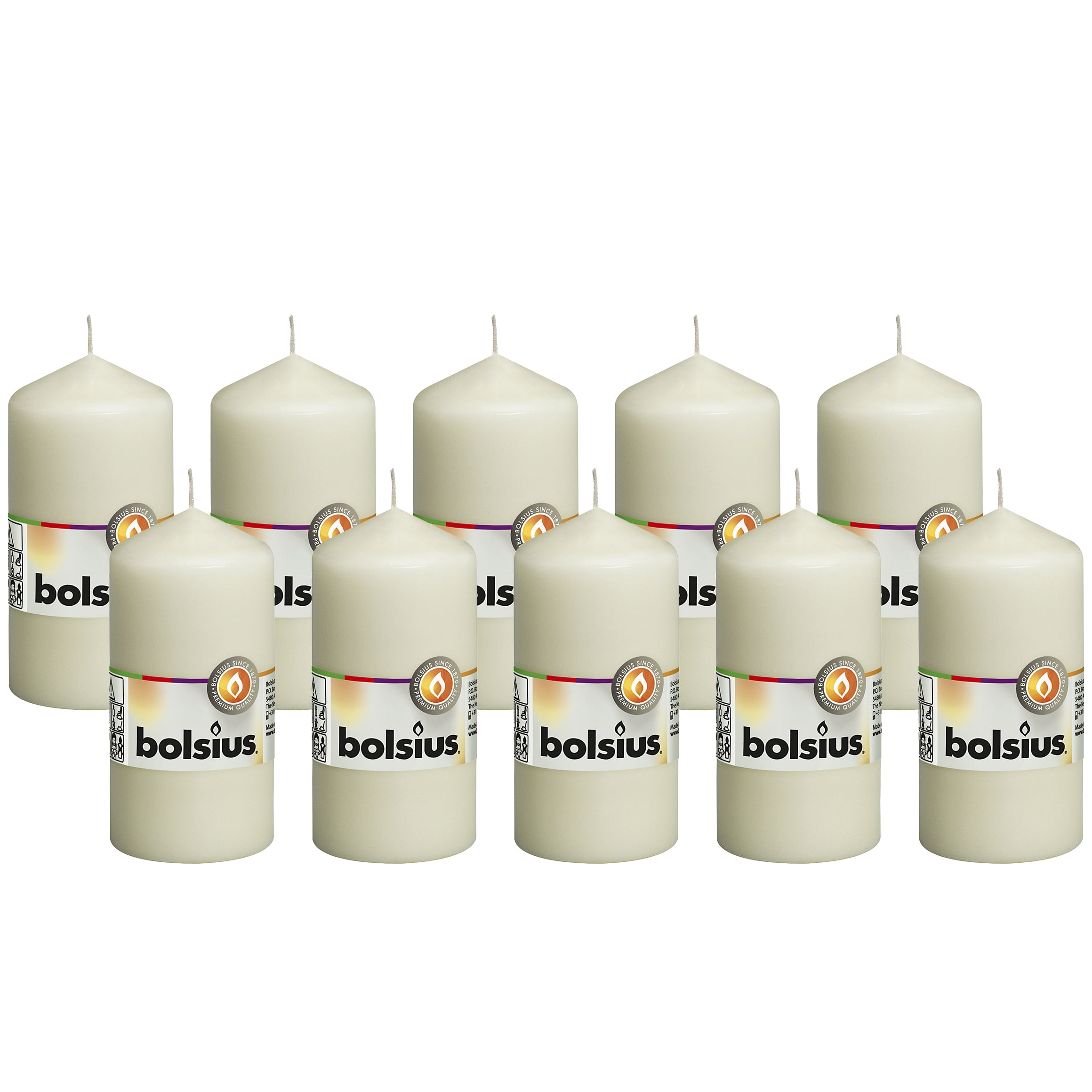 Bolsius 10 Ivory Pillar Candles 2.25" X 4.75" Wedding Décor Unscented