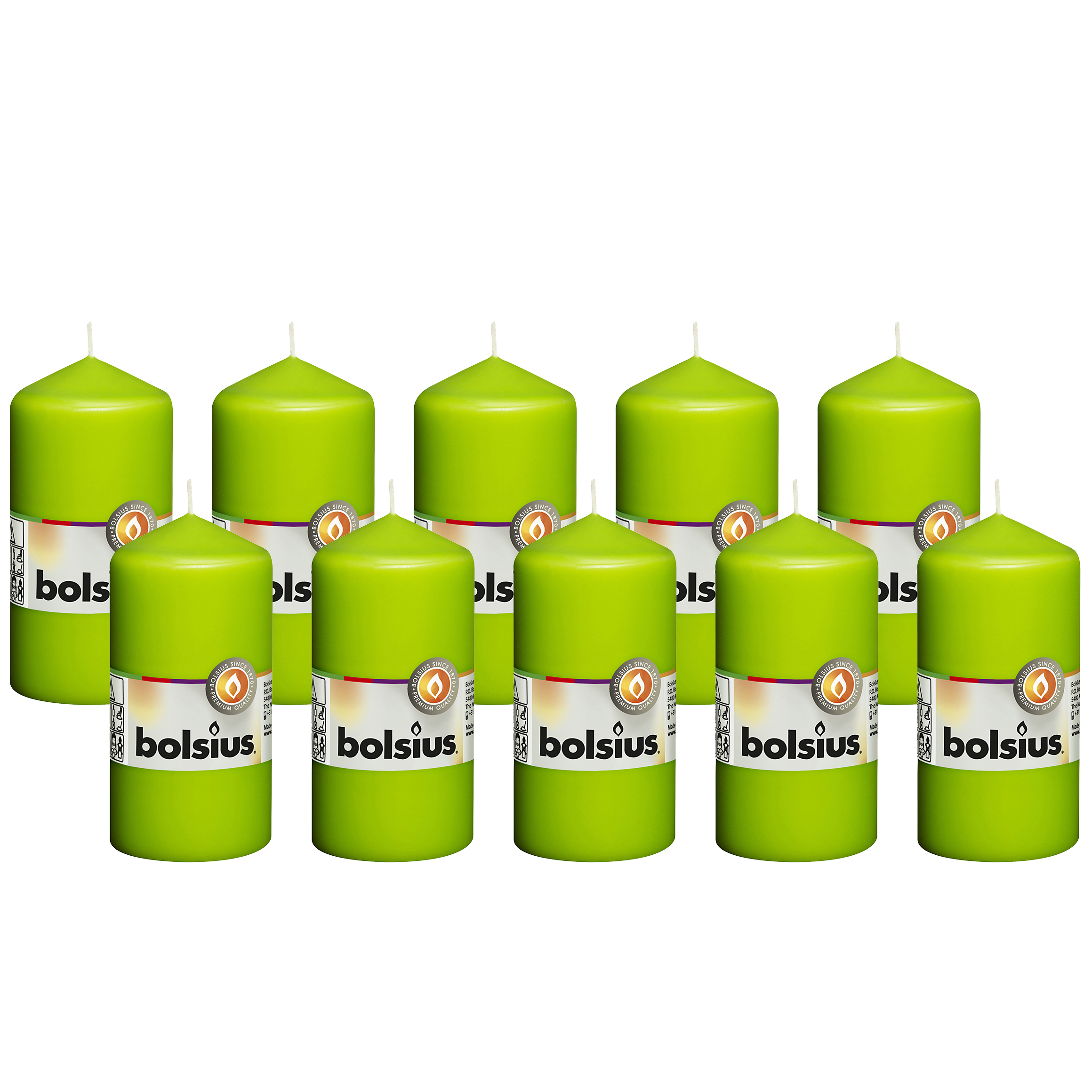 Bolsius 10 Lime Green Pillar Candles 2.25" X 4.75" Halloween
