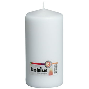 Bolsius 4 X 8" White Pillar Unscented Big Household One Candle for Wedding, Dinner, Spa, Emergency | 120 Hours Smokeless Long Burning Dripless Candles