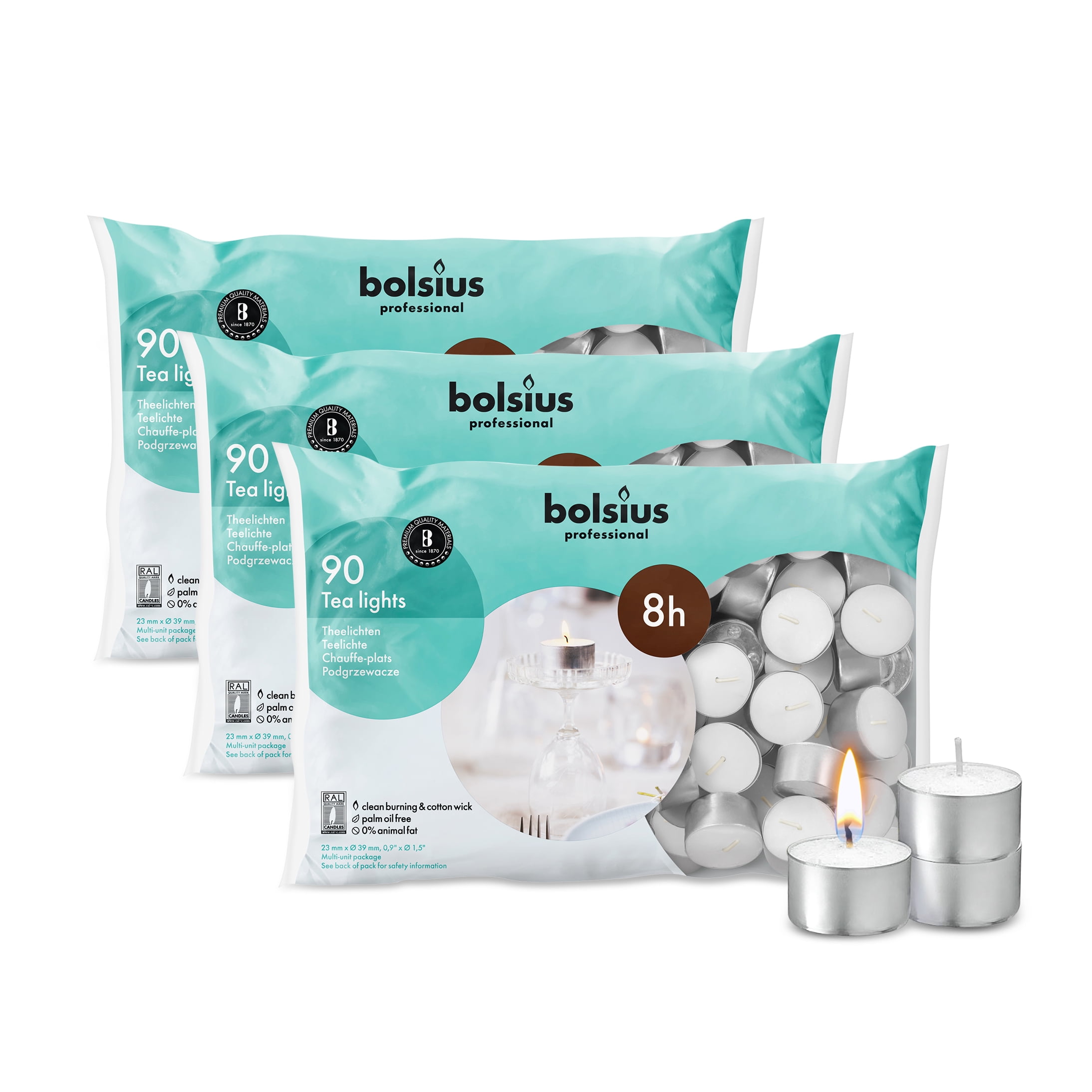 Bolsius Bulk White 8 Hr. Unscented Tea Lights Holiday Candles for