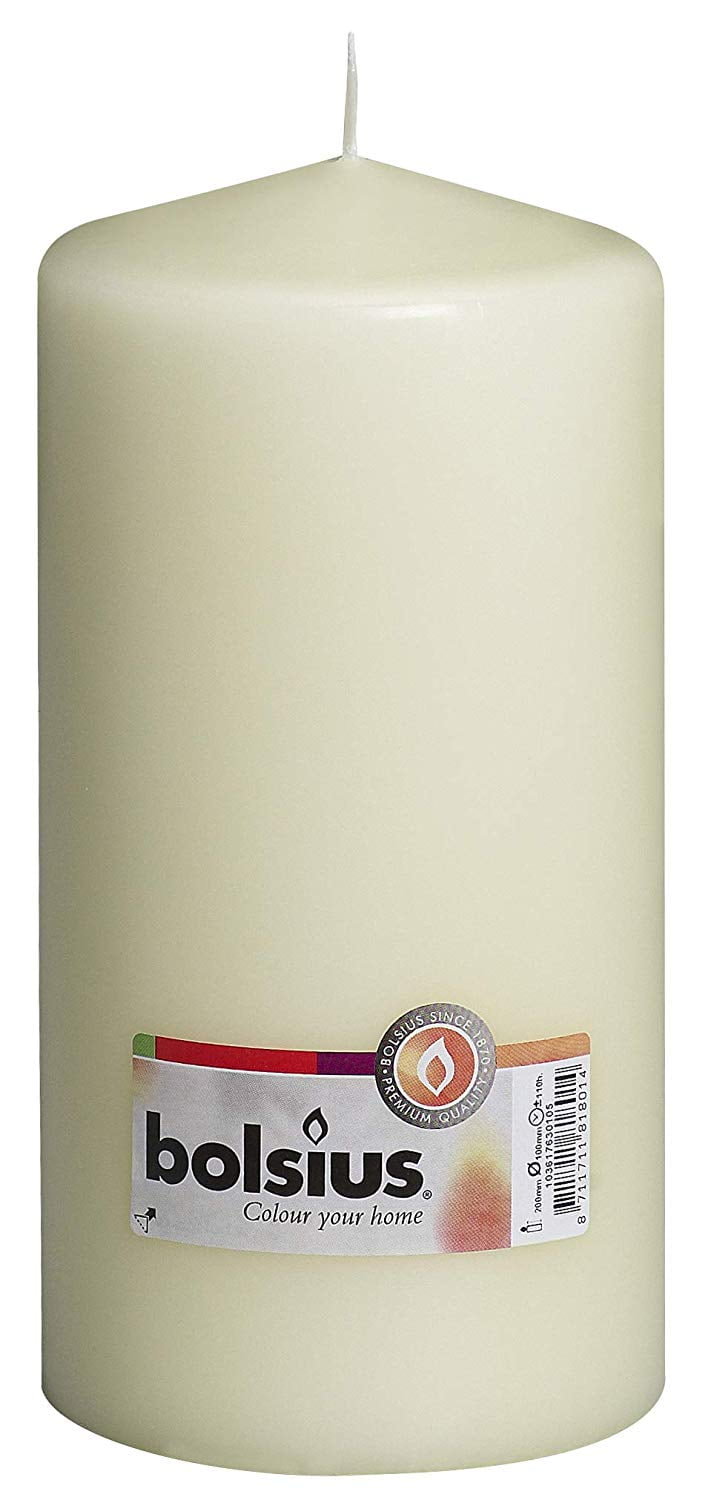 Bolsius Ivory Pillar Candle, 4 X 8 Inch Long slow burning Aprox 120
