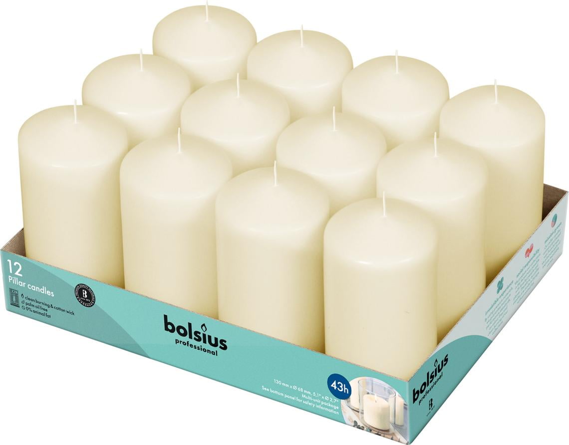 Ivory Dripless Scented Pillar Candles Set of 12