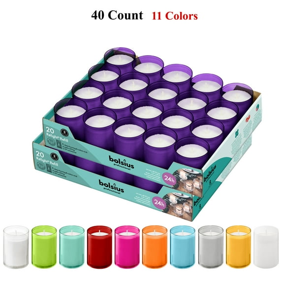 Bolsius Purple Votive Candles - 40 Count - Gift Candles In Unbreakable Plastic Cups - 11 Colors