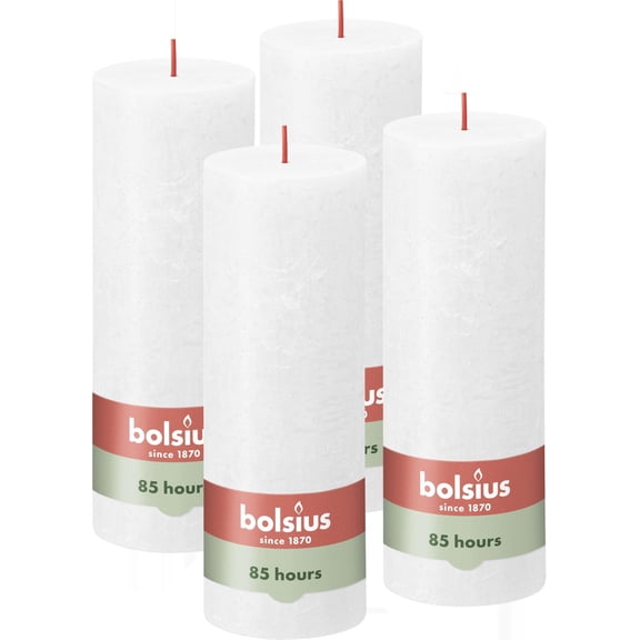 Bolsius Rustic Pillar Candles Shine 4 pcs 190x68 mm Cloudy White