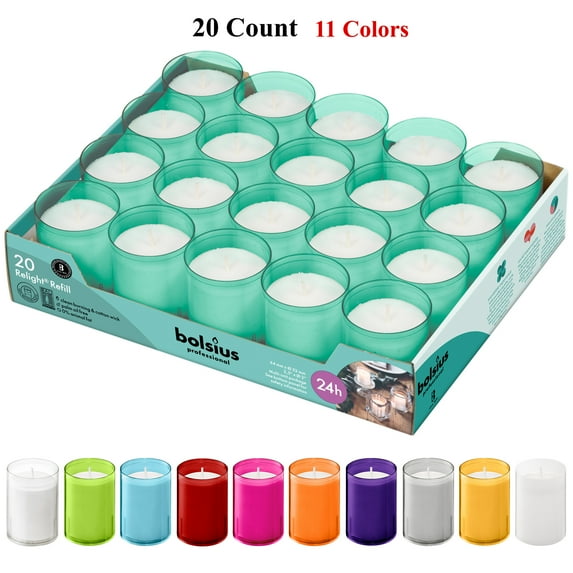 Bolsius Sea Green Votive Candles - 20 Count - Dripless Candles In Unbreakable Plastic Cups - 11 Colors
