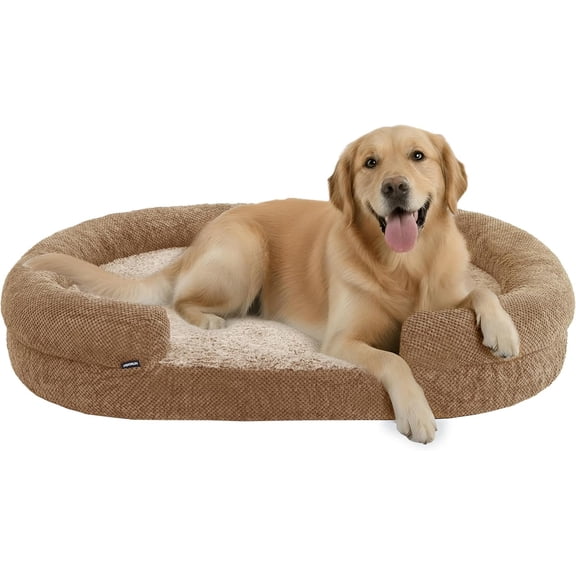 Bolster  Bed, Large   Bed with Memory , Spacious Pet Couch Bed with Supportive Structure, Removable Washable Cover, Durable and Stylish  Bed for Large Dogs