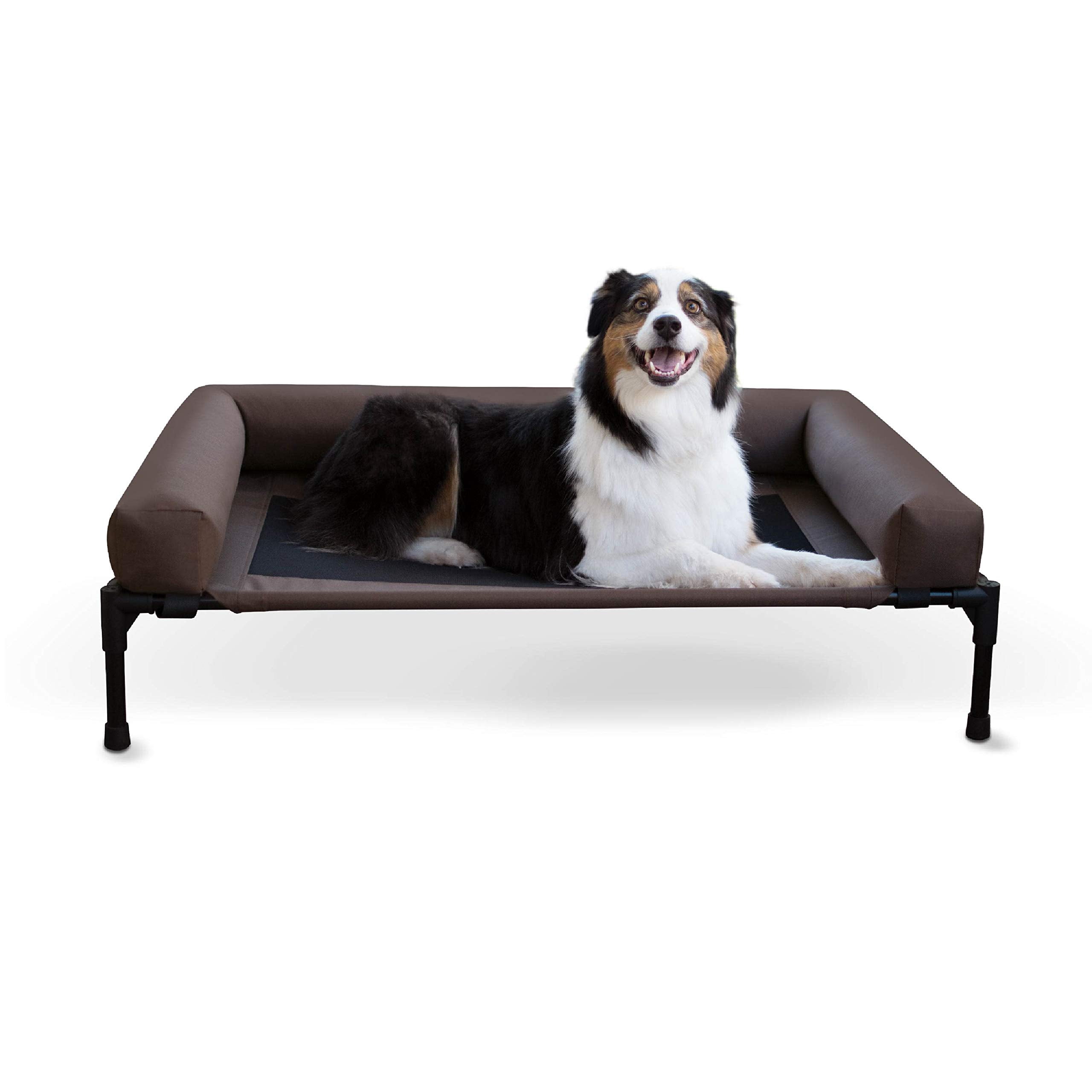 Bolster Dog  Indoor Outdoor Elevated Hammock Bed With Removable Washable Bolsters Mesh Cover Raised Metal Frame - Large 42 X 30in Chocolate