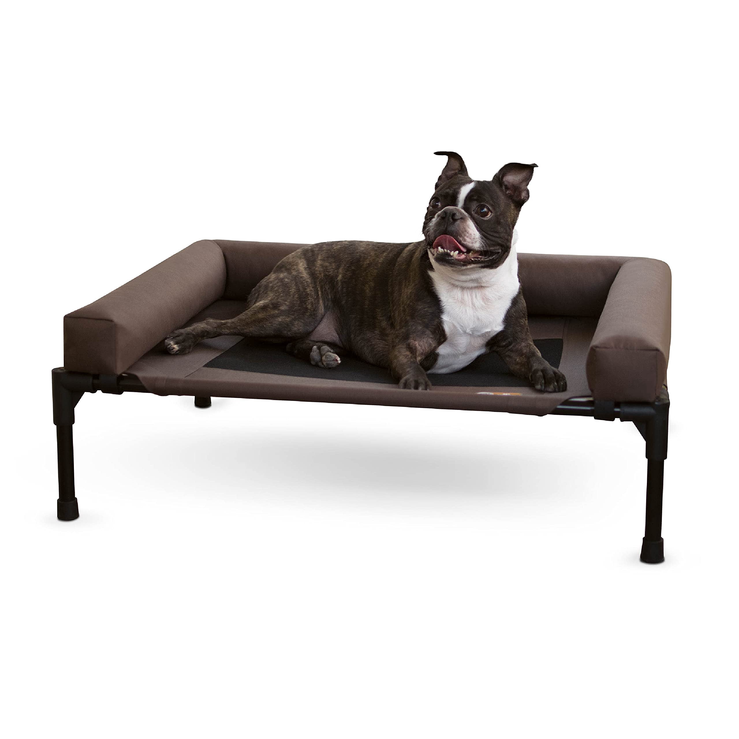 Bolster Dog  Indoor Outdoor Elevated Hammock Bed With Removable Washable Bolsters Mesh Cover Raised Metal Frame - Medium 32 X 25in Chocolate