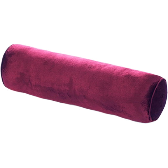 Bolster Pillow Round Neck Pillow:Velvet Cylinder Body Pillow,Removable Roll Pillow with Zipper,Support Pillows for Knee/Leg/Neck,5.9×15.7in (Wine Red)