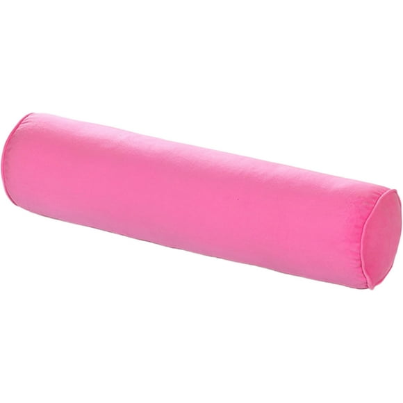 Bolster Pillow Round Neck Pillow:Velvet Cylinder Body Pillow,Removable Roll Pillow with Zipper,Support Pillows for Knee/Leg/Neck,5.9×15.7in (Pink)