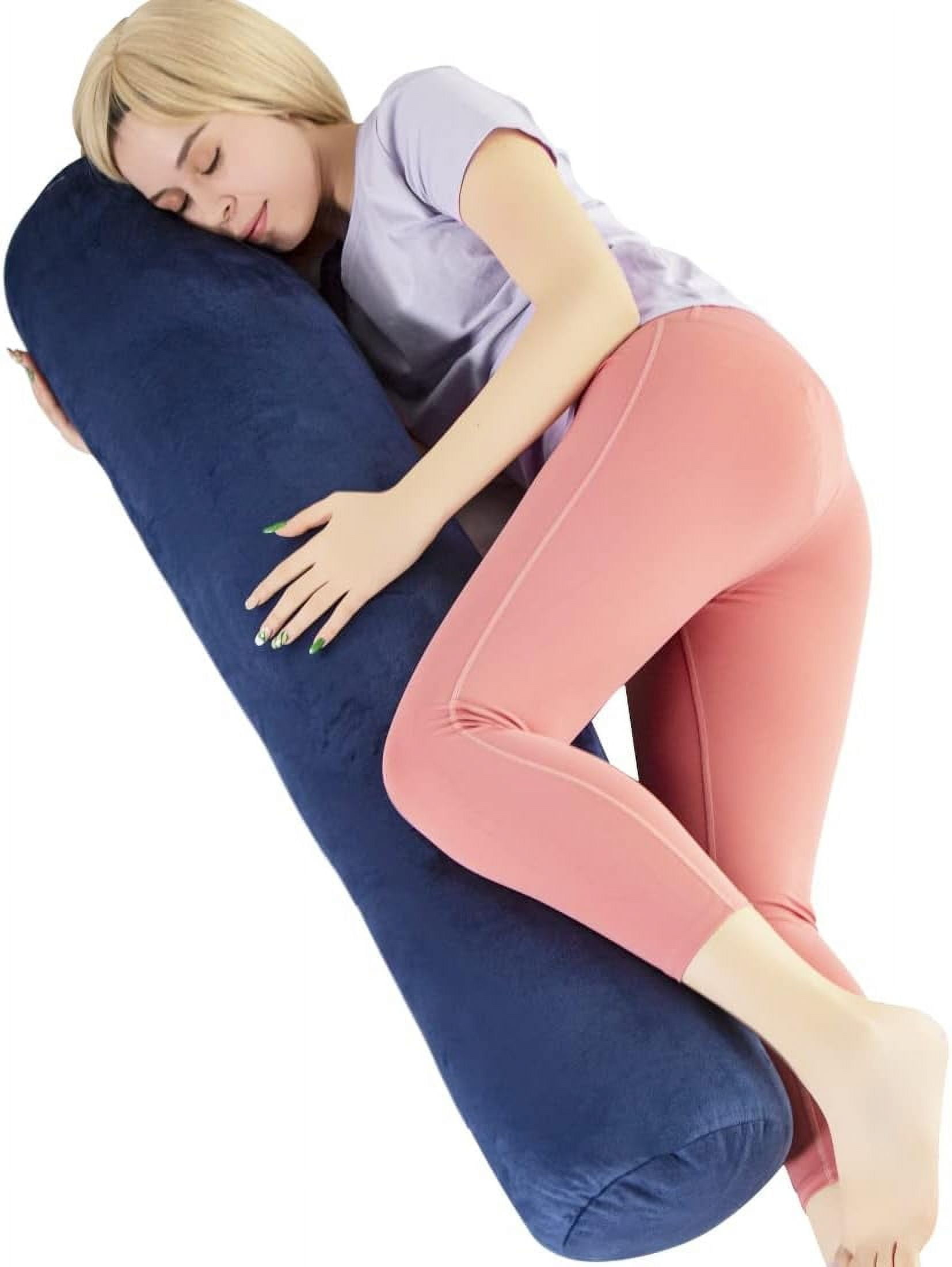 Bolster Pillow for Bed, Long Round Body Pillow for Adults with Removable Velvet Cover, Decorative Tube Roll Cylinder Pillow,