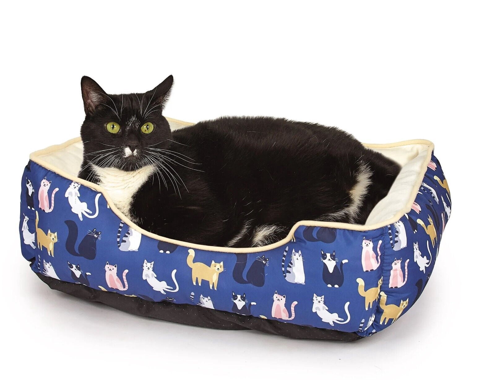 Bolster Style Cat Bed Ultra Soft For Kittens Non Slip Fabric Bottom Choose Style (Cuddler Bed)