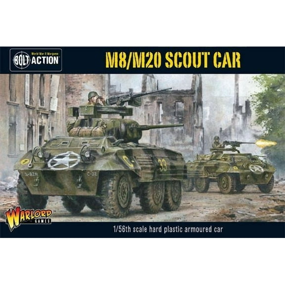 Bolt Action American M8/M20 Greyhound Scout Car 1:56 WWII Military Wargaming Plastic Model Kit