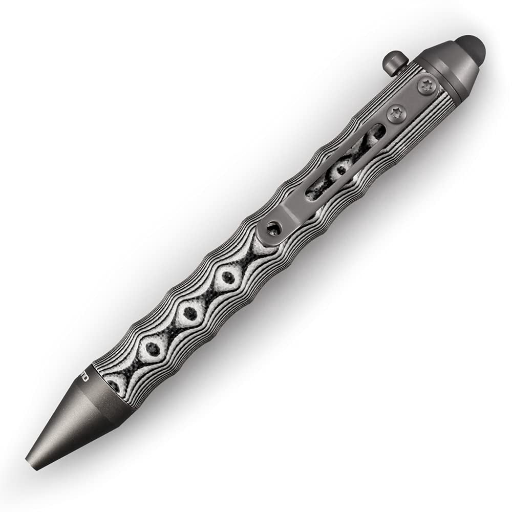Bolt Action Ballpoint Pens, White/Black, EDC Touch Screen Stylus with Refillable Ink