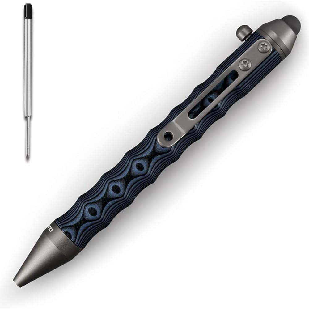 Bolt Action Touch Screen Ballpoint Pens Navy/Black Refillable EDC