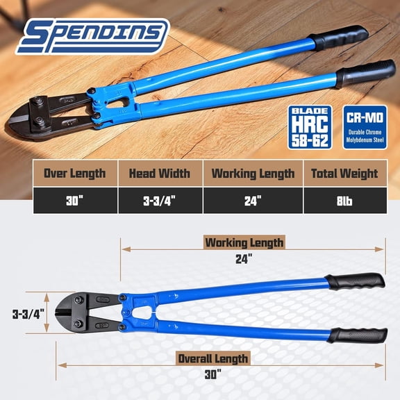 Bolt Cutter with Drop Forged Cr-Mo Alloy Steel Blades,with Ergonomic Handle,Heavy Duty Metal Cutter for Rebars, Chains, Locks, Wires, Bolts, Fence. (30in)