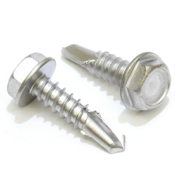 Bolt Dropper #10 x 1-1/2-Inch Stainless Steel TEK Screws - Pack of 100 Self Tapping Screws - Corrosion-Resistant External Hex Washer Head Screws for Wood, Metal, Wet Environments, and Outdoor Project