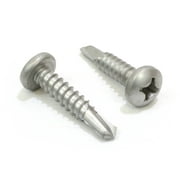 Bolt Dropper 10 x 1 Self Tapping Stainless Steel Metal Screw, 100 Set Phillips Pan Head Self Drilling, 410 SS, Corrosion Resistant Choose Size
