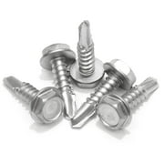 Bolt Dropper #10 x 3/4-Inch Stainless Steel TEK Screws - Pack of 100 Self Tapping Screws - Corrosion-Resistant External Hex Washer Head Screws for Wood, Metal, Wet Environments, and Outdoor Projects