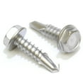 thumbnail image 1 of Bolt Dropper 100 Pcs No. 10 x 2” Long Self Tapping Screws - 410 Stainless Steel Hex Head Self-Drilling TEK Screws for Metal - No. 3 Point, Corrosion-Resistant - Plain, 1 of 6