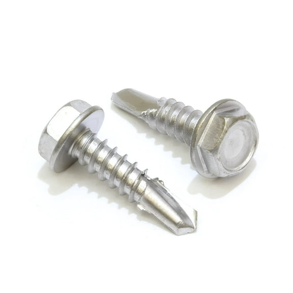 Bolt Dropper #6 x 1/2 (100 pcs) Stainless Self-Drilling Screws, 410 Stainless Steel TEK Screws with Hex Washer Head and No. 2 Point
