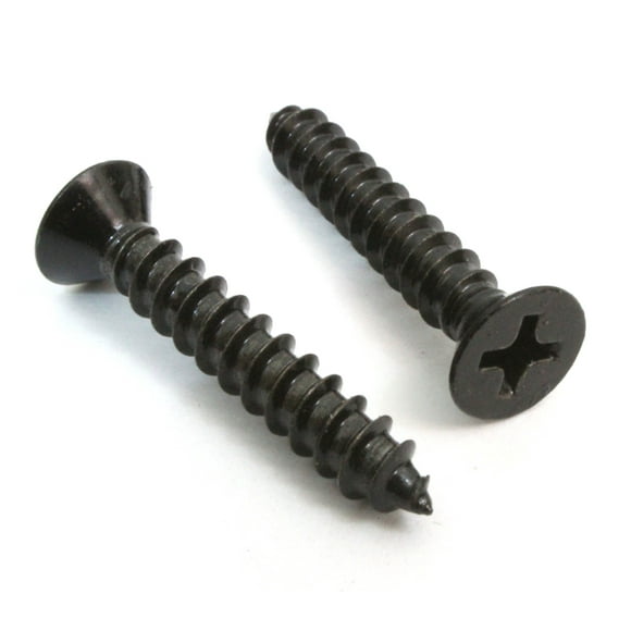 Bolt Dropper #6 x 3/4 Inch Wood Screws, Pack of 100 - Xylan Coated Stainless Steel Flat Head Phillips Black Screws - Corrosion Resistant for Wood, Drywall Applications, and Outdoor Use