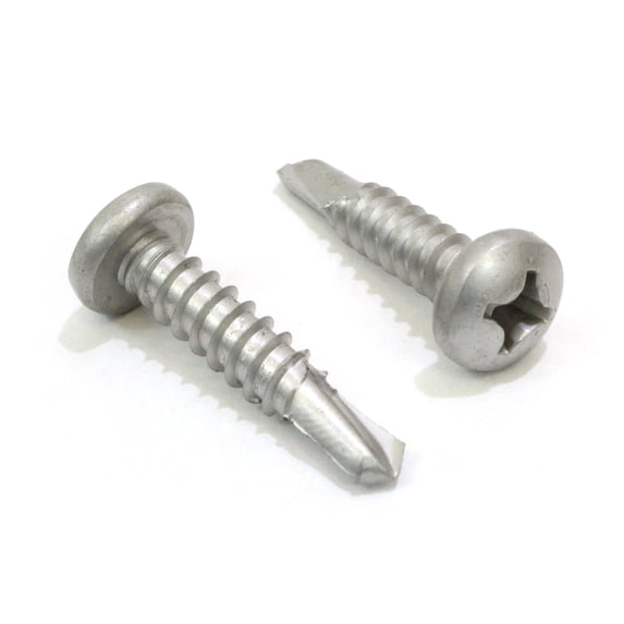 Bolt Dropper 6 x 3/4" Self Tapping Stainless Steel Metal Screw, (100 Pack) Phillips Pan Head Self Drilling Screws, 410 SS, Choose Size