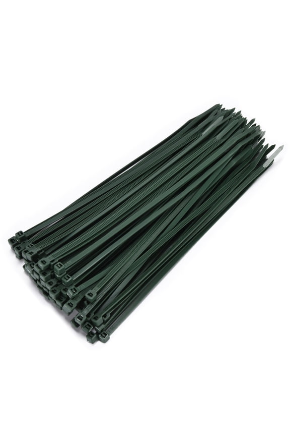 10-Inch Green Cable Zip Ties, 100-Pack - 40 lbs Tensile Strength for Indoor or Outdoor Use - Heavy Duty Self-Locking Premium Plastic Wire Ties - UV and Temperature Resistant Cable Ties