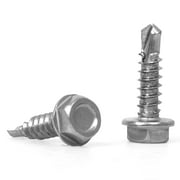 Bolt Dropper #8 x 1/2-Inch Stainless Steel TEK Screws - Pack of 100 Self Tapping Screws - Corrosion-Resistant External Hex Washer Head Screws for Wood, Metal, Wet Environments, and Outdoor Projects