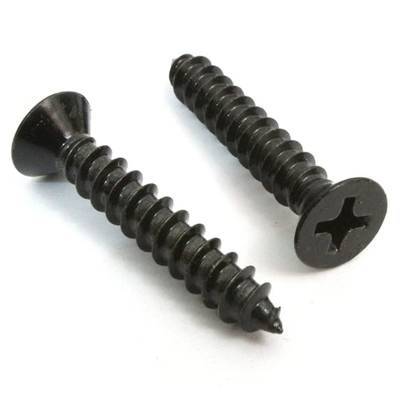 Bolt Dropper #8 x 1 Inch Wood Screws, Pack of 100 - Black Xylan Coated Stainless Steel Flat Head Phillips Screw - Corrosion Resistant for Wood, Drywall Applications, and Outdoor Use