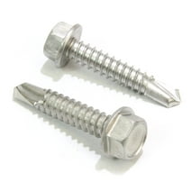 Bolt Dropper No. 8 x 1-1/2" Stainless Hex Washer Head Self Drilling TEK Screws, 410 Steel, No. 2 Point, Plain Finish (100 pc)