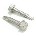 thumbnail image 1 of Bolt Dropper No. 8 x 1" Stainless Hex Washer Head Self Drilling Screws, (100 pc), 410 Stainless Steel Self Tapping TEK, No. 2 Point, Plain Finish, 1 of 7