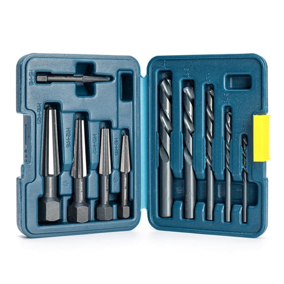 Bolt Extractor Kit,10PC Screw Extractor and Left Hand Drill Bit Set, HSS M2 Steel Drill Bits, Reverse Drill Bit and Bolt Extractor, Easily Remove Stripped,Broken Screws,Bolts and Nuts.